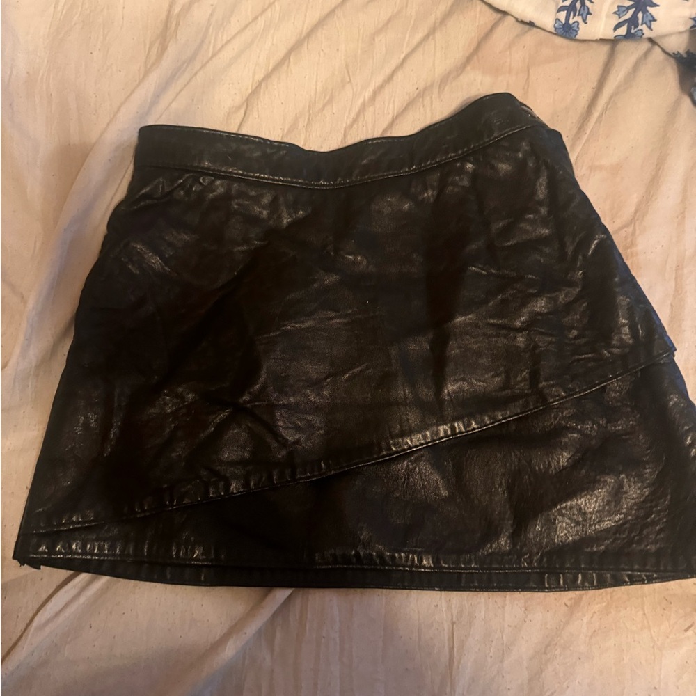 Leather mini skirt